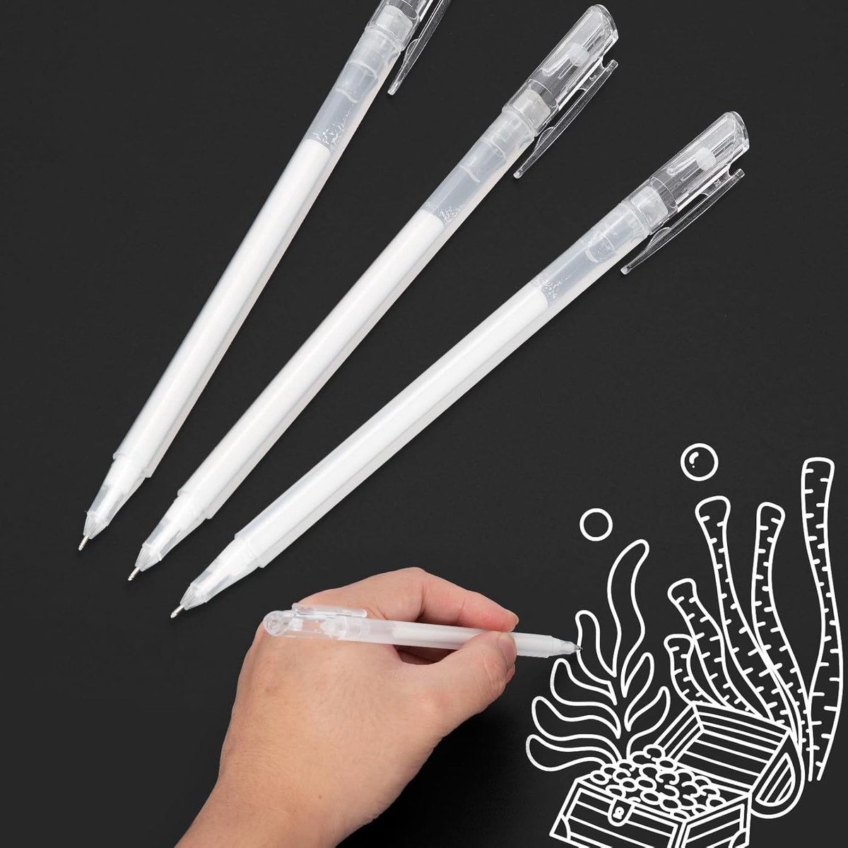 SMOOTHERPRO De witte Pen van de Gelpen Witte Inkt voor Zwart Document 0.6mm Fijne Tip | 3 stuks, witte acrylpen, sneldrogend, zichtbaar inktniveau, markeerstiften voor kunst, tekenen, schetsen, kleuren, ontwerp