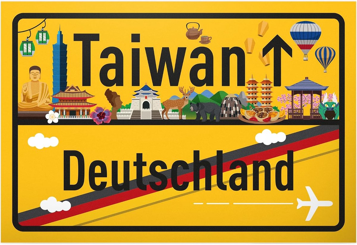Taiwan Plaatsbordje - kunststof bord 30 x 20 cm - cadeau-idee cadeaubon reizen vakantie reisvoucher mannen en vrouwen geldgeschenk afscheidskaart cadeau-idee decoratieve kaart
