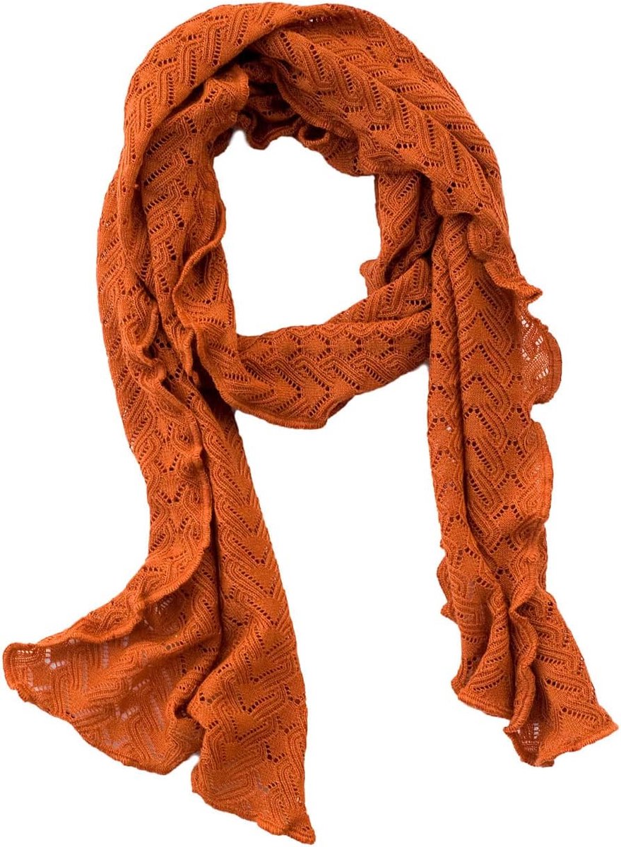 Merino sjaal Lilly, 100% wol, cognac, 35 x 180 cm