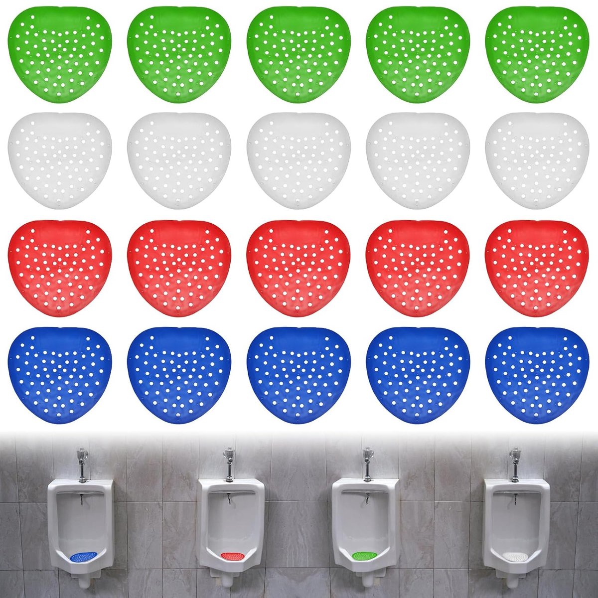 20 stuks urinoirzeef met geur, urinoirzeef, geurverwijderaar, lang aanhoudende geur, urineafscheider voor openbare toiletten in hotels, winkelcentra, scholen en andere plaatsen