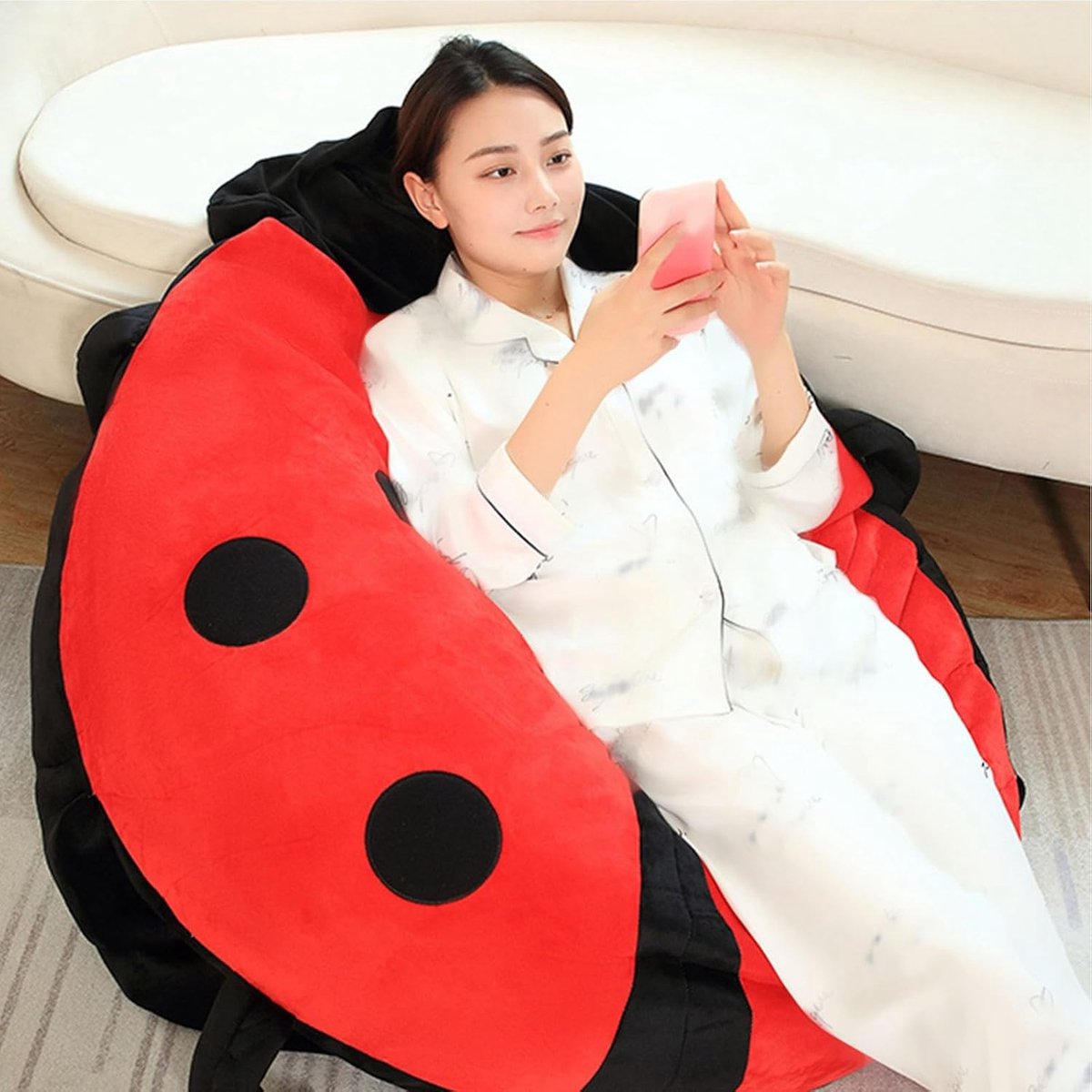 Draagbaar kussen, gigantische pluche voor slapen en luieren, kleding, zacht en comfortabel, decoratief accessoire, rood (60 cm)
