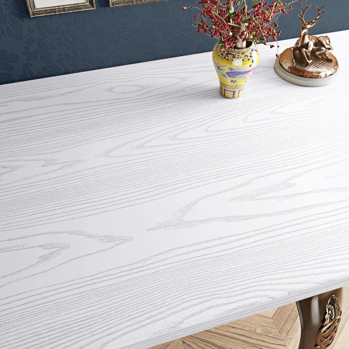 Zelfklevend Behang Houtoptiek Wit Houtfolie Meubilair Folie Wit Houtoptiek Zelfklevende Folie voor Meubilair Werkblad Woonkamer Muurbehang Keuken Zelfklevende Folie Witte Deurfolie 30CM×5M