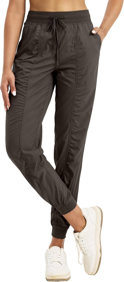 Hardloopbroek voor dames, sportbroek, joggingbroek, lichte dansbroek, wandelbroek, vrijetijdsbroek, gestreept, workout, lounge, reizen, trekkoord, broek met zakken