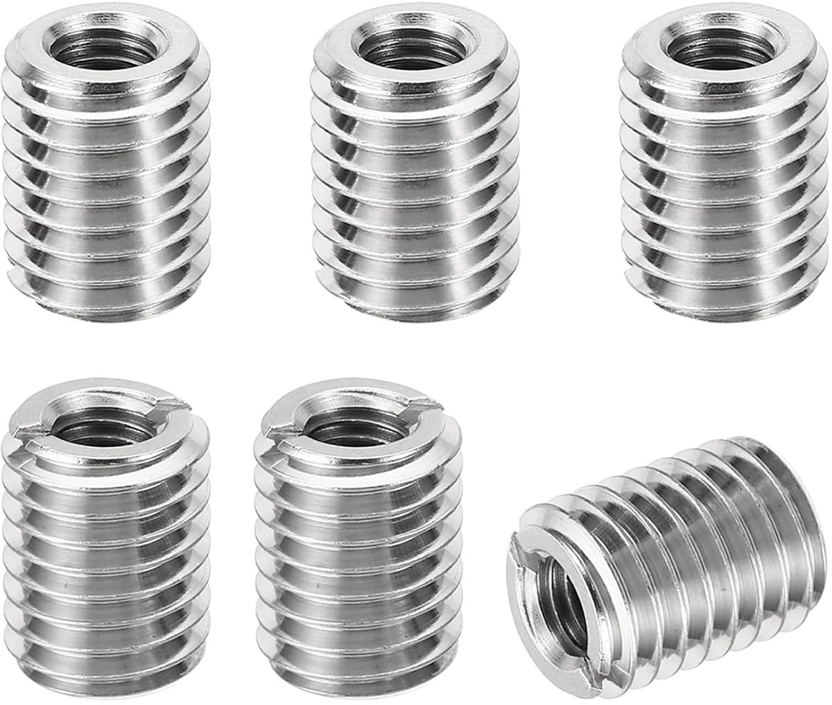 Schroefdraad Adapters Macht Reduceer Moer, 6 stks M14*2 Mannelijk naar M8*1.25 Vrouwelijk Reparatie Invoegen Moer Schroef Verloopstuk Conversie Roestvrij Staal Bevestiging 18mm