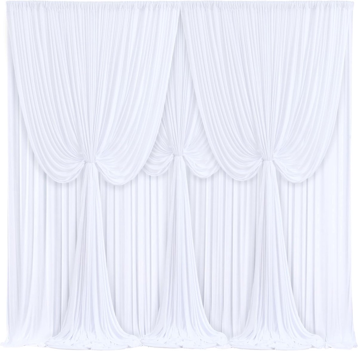 4 panelen witte achtergrond gordijnen voor bruiloft feest kreukvrije achtergronden gordijn gordijnen stof decoraties foto terug drop doek voor babyshower fotografie podium receptie 6,1 m (B) x 3,7 m
