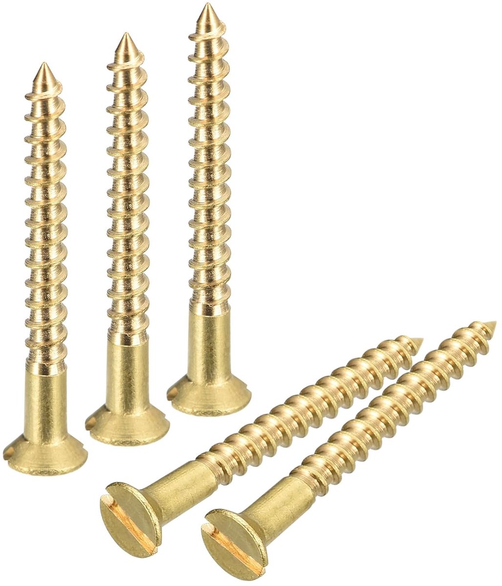 Houtschroeven, 40 stuks, M2,5 x 25 mm, sleufaandrijving, verzonken kop, zelftappende schroeven voor houtbewerking en meubels