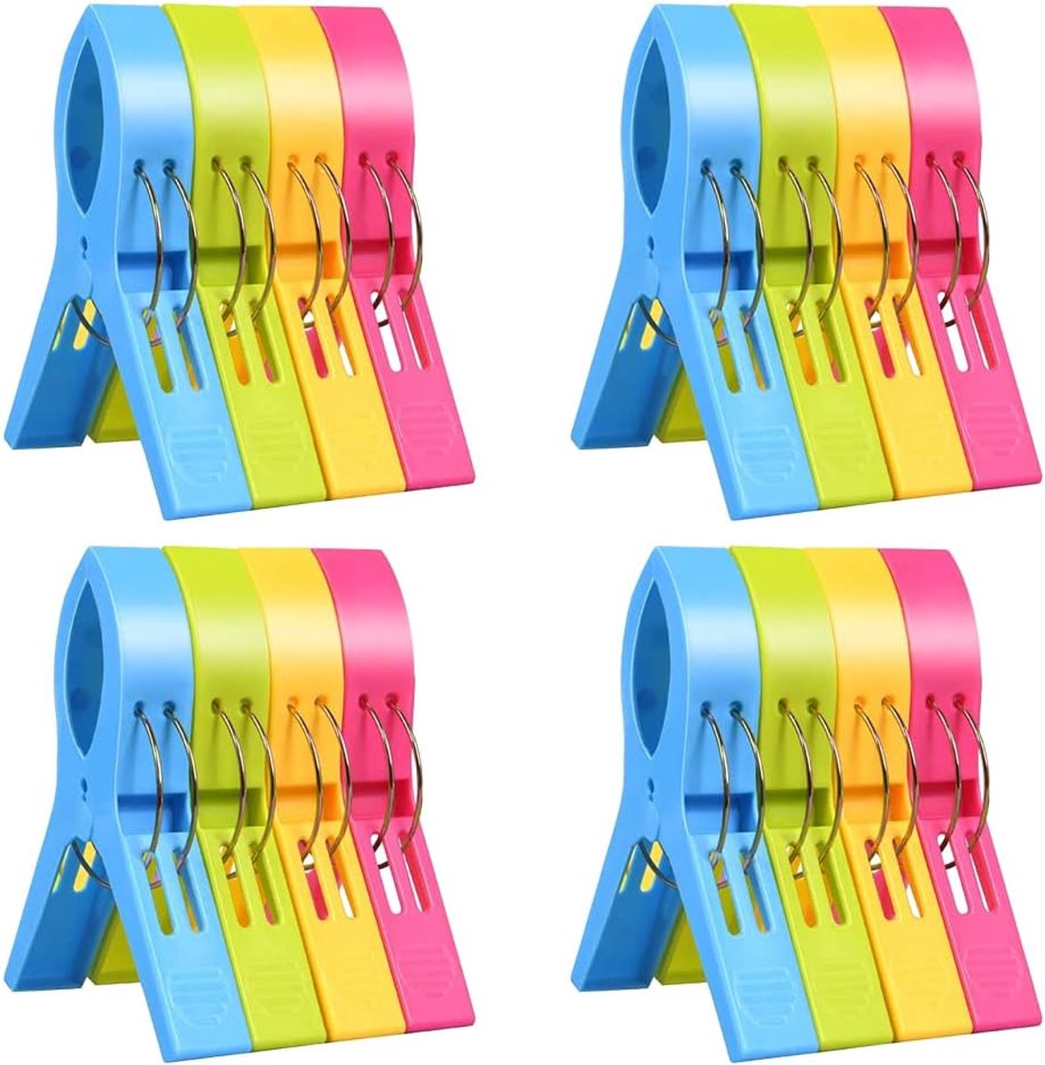 Wasknijpers, handdoekklemmen, strandhanddoekclips, winddichte klemmen op strand en ligstoelen voor wasgoed (16 stuks)