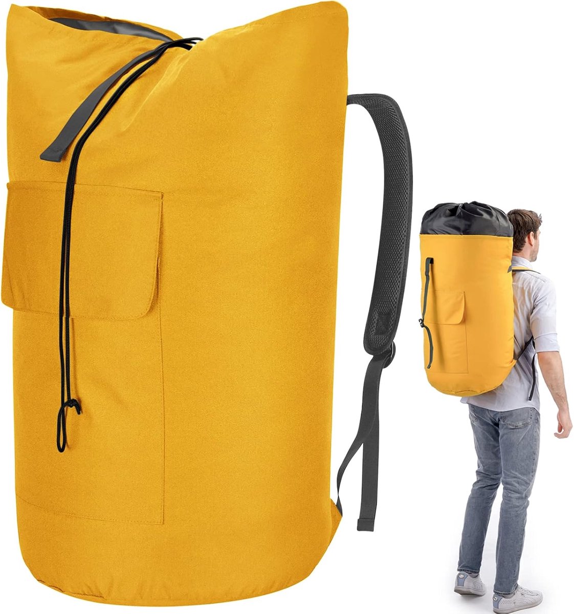 XXL, 115 liter, Rechthoekig, Waterdicht, PVC, Waszak voor op Reis met 2 Gevoerde Schouderbanden, Laundry Bag Travel, Opvouwbare Opbergtas, Kledingtas, Paaszak, Rugzak