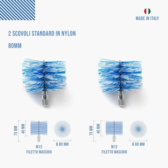Schoorsteenborstel Pelletkachel Rookkanaal Ø 80 mm Nylon M12 — afbeelding 4