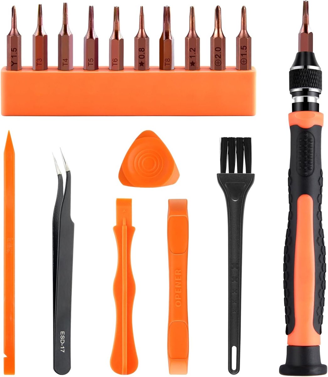 17-in-1 schroevendraaierset voor MacBook, Reparatie Tool Kit met T3 T4 T5 T6 T8 P2 P5 PH000 Ph00 Y00 Magnetische Torx Bit & Opening Tool voor Laptop, MacBook Air en Pro, Xbox, PS4