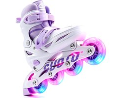 Patins à roues alignées Suotu - Patins à Rollers réglables - Patins à roues alignées pour filles et garçons - Taille : 32-36 € - Roues lumineuses - Violet/ Wit - M