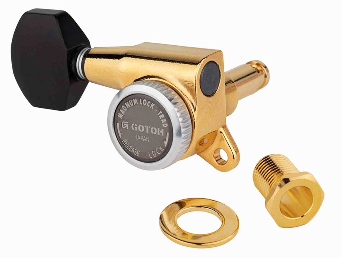 Gotoh GTH15348 SG381 stemmechanieken (posts 3xL 3xXL) met Magnum Lock Trad and EN07 knoppen, 6R, goud