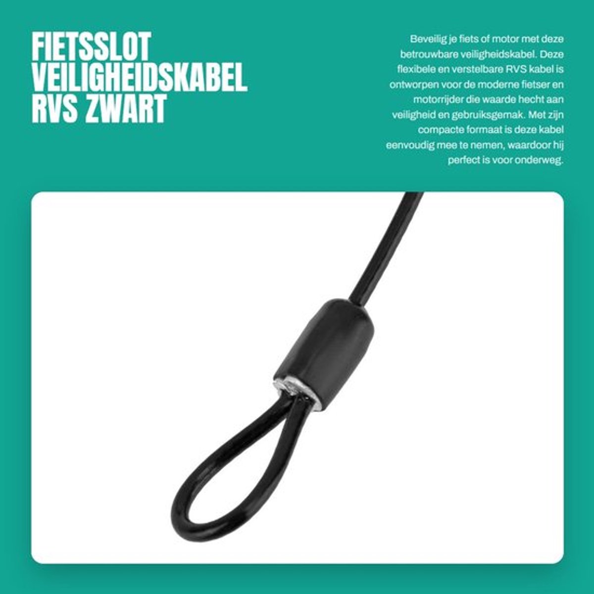 Veiligheidsslot 100cm - Roestvrij Staal - Antiroest Coating - Geschikt voor Fiets/Skateboard - Hoge Kwaliteit - Duurzaam - Fietsslot