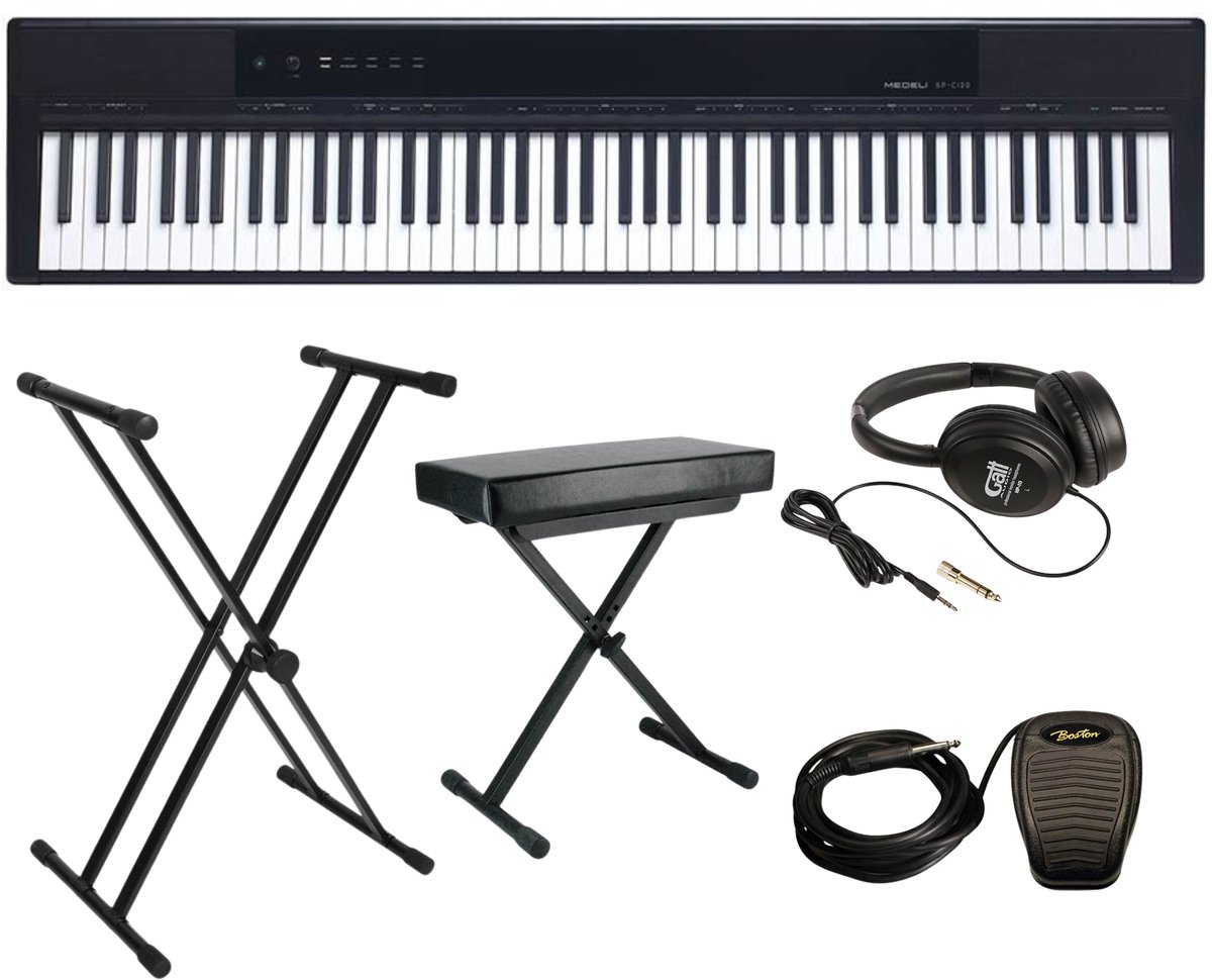 Medeli SP-C120 Performer Series Digitale Piano Set met Standaard, Kruk, Hoofdtelefoon en Sustainpedaal