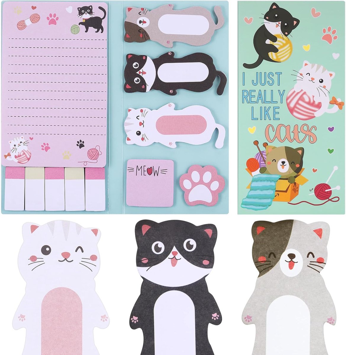 Zelfklevende notities voor katten - Accessoires voor katten - Pastel zelfklevende notities - Zelfklevende notities - Verpakking van 11 voor to-do lijsten, school, thuis