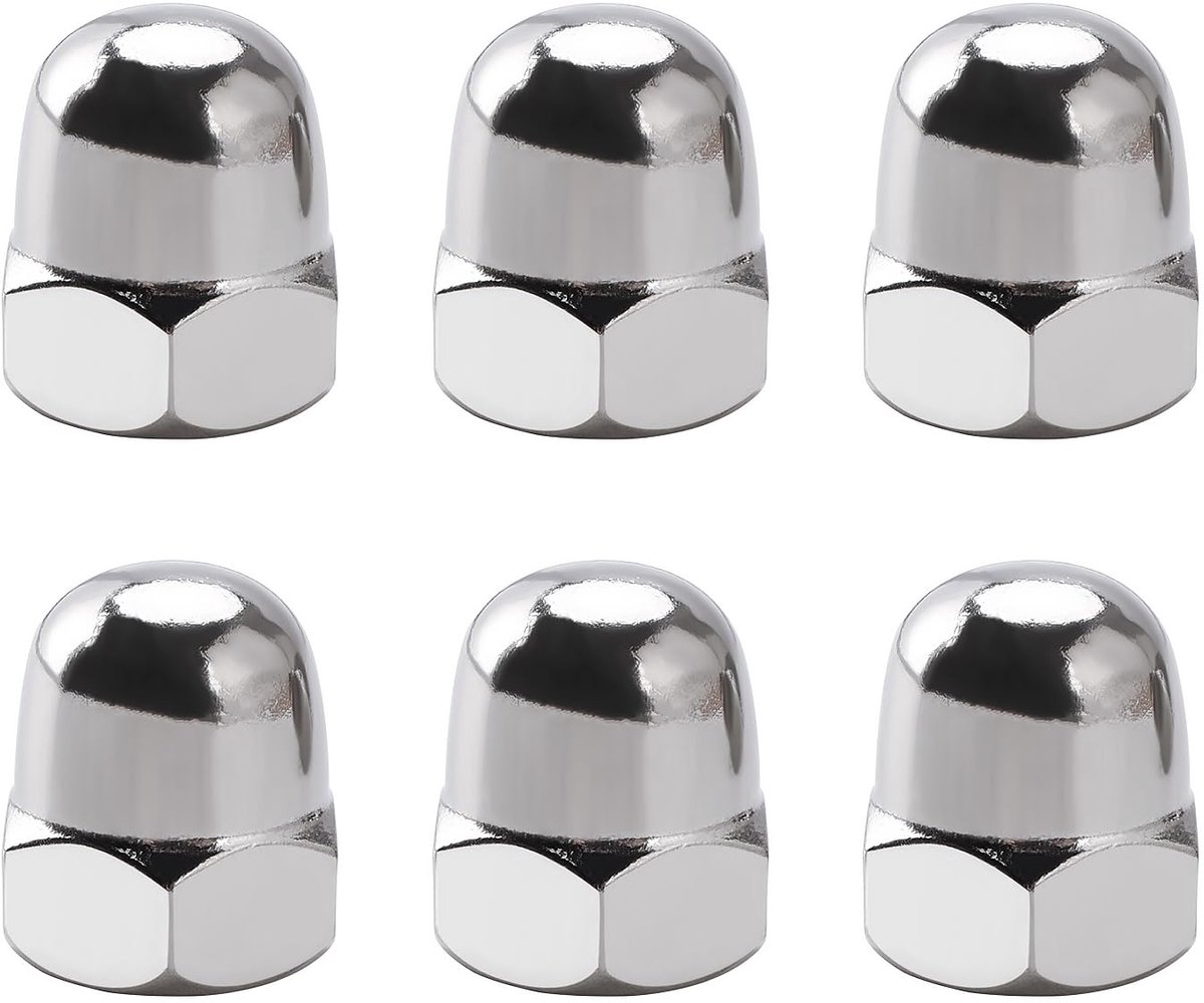 6 Stuks M12 Zilver 304 Roestvrij Staal Dopmoeren, Dome Hoofd Cap Hex Moeren, voor Banden en Assen