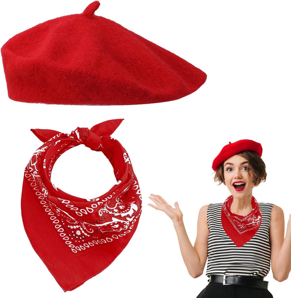 Damen, Bandana Halstuch Kopftuch origineel Paisley patroon, Halstuch Damen, Baskenmütze Herren, Rode sjaal Klassieke Künstler Barrett Bandana Halst