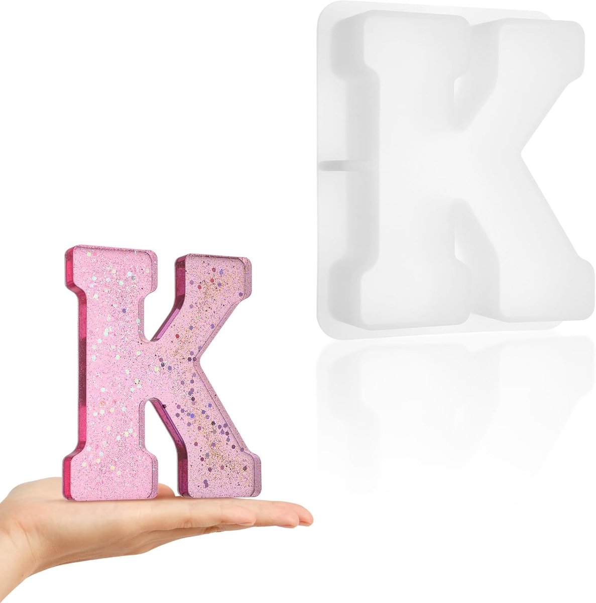 Letter Silicone Vormen, 7 inch Grote Brief Epoxy Mallen, 3D Alfabet Siliconen Mallen, voor Art Craft Ornamenten, Home Decoratie, Kaarsen Maken, DIY Ambachten (K)