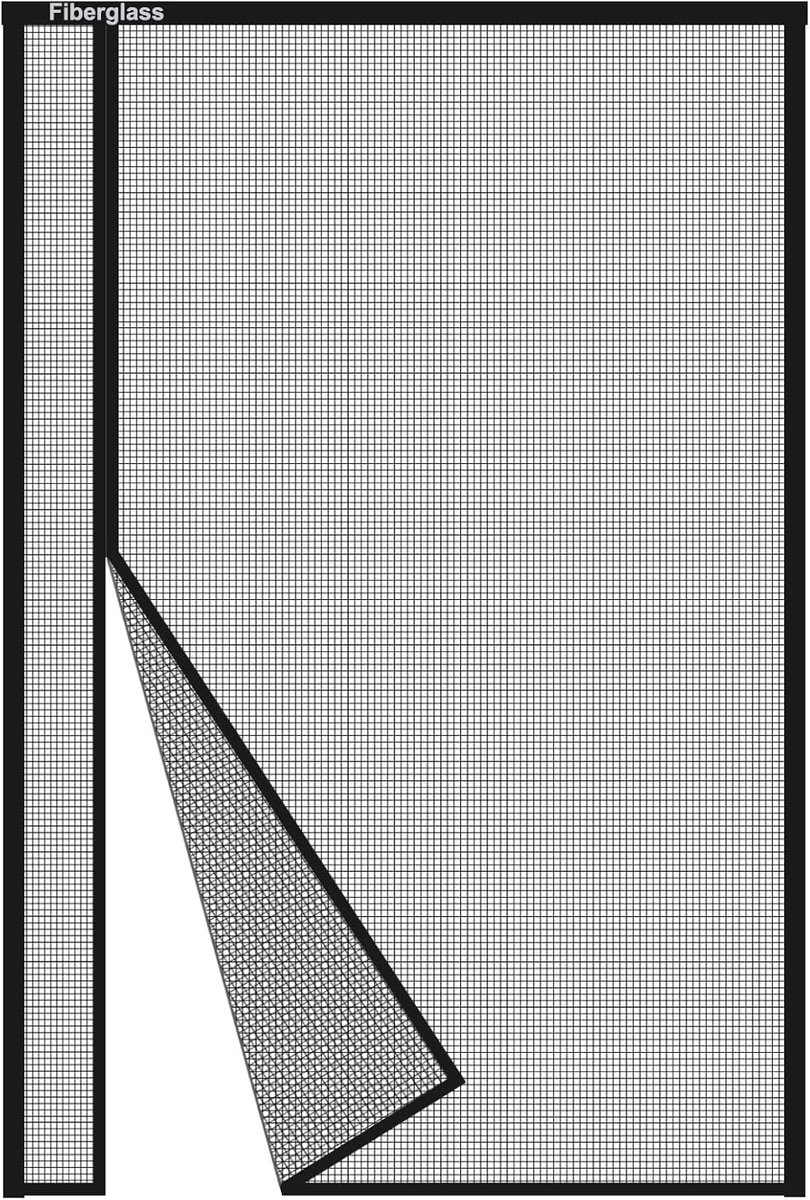 Zij-opening Magnetische Vliegengordijn Deur 195x210cm, Zwart | UV-bescherming Glasvezel Gaas, Hordeur met Magneten, Insectenbescherming voor Balkondeur, Omkeerbaar, 4cm Klittenband