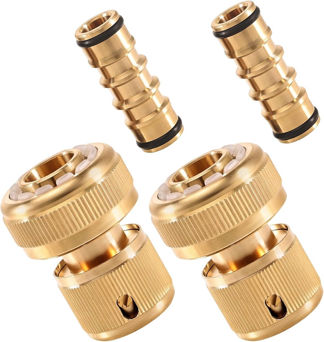 2 stuks 3/4 inch messing snelkoppeling, messing tuinslang, snelkoppelingsset, tuinslangadapter, verbindingen twee-weg koppeling voor keuken tuin outdoor slang slang gereedschap