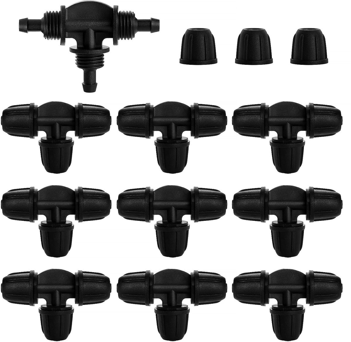 10 Stuks 4/7 mm Druppelirrigatiefittingen, Barbed Tee Connector, Irrigatieconnector, Barbed Tee Irrigatie Buis, Druppel Irrigatie Connector, voor Tuin, Gazon