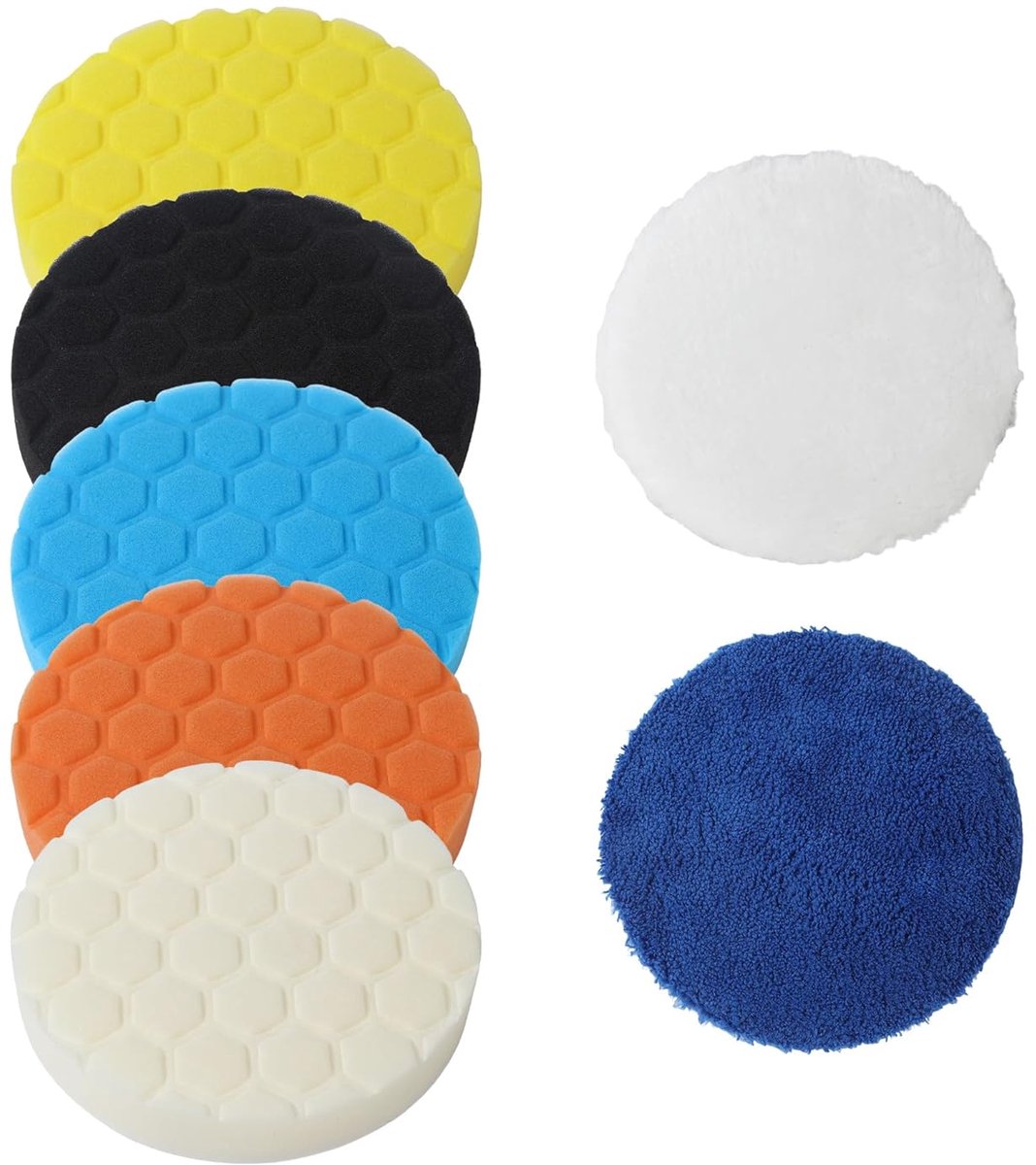 Polijstset met klittenband, polijstspons, honingraatspons, polijstspons, 150 mm, polijstset, polijstset voor Polissage, motorfiets, boot, glas, steen, hout