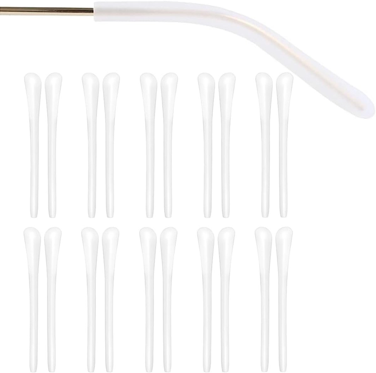 10 paar siliconen brillenoordopjes, oordopjes voor brillen van siliconen, antislip voor brilpoten van metaal, repareert universele brillenpootjes, wit