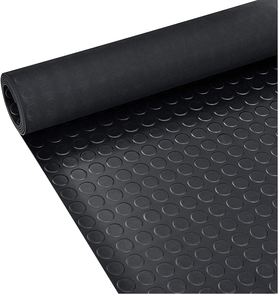 rubberen mat op maat 300 x 100 x 0,3 cm noppenmat beschermmat vloermat platte noppen antislip rubberen loper voor fabriek, garage, werkbank, kelder, werkplaats, industrie