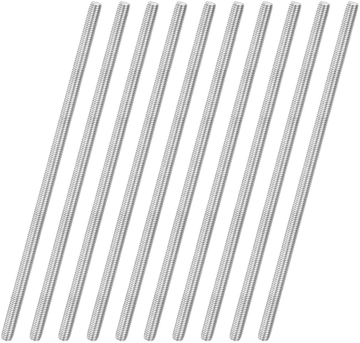 METERXITY 10 stuks volledige schroefdraadstangen, M8 x 250 mm, 304 roestvrij staal, rechtse schroefdraad, stiftschroeven voor meubelankerbouten, klemmen, U-bouten, metrische schroefdraadschroef
