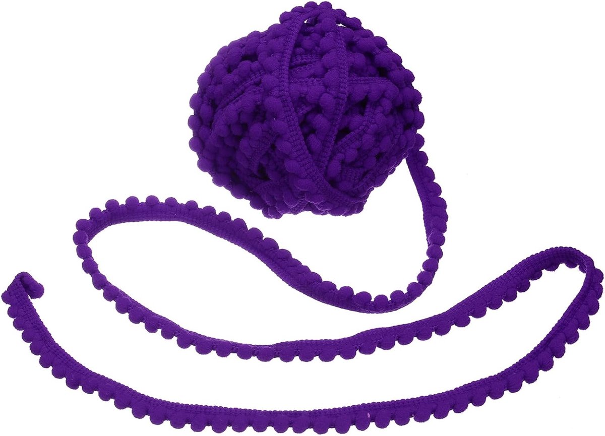 63,5 cm brede band met pompons, 1,3 cm breed, donkerpaars, franjes, lint om te naaien, franjes, stof, versiering voor knutselwerk, gordijnen, kleding, kussens, woondecoratie