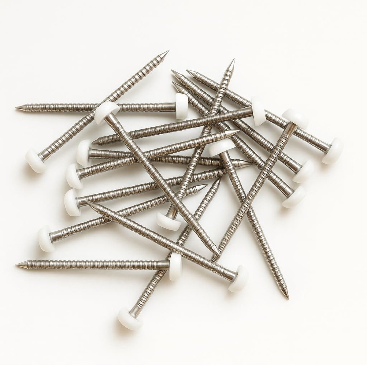 40 mm Poly-Top spijker (50 stuks), Roestvrij staal, UPVC kunststof kop, wit