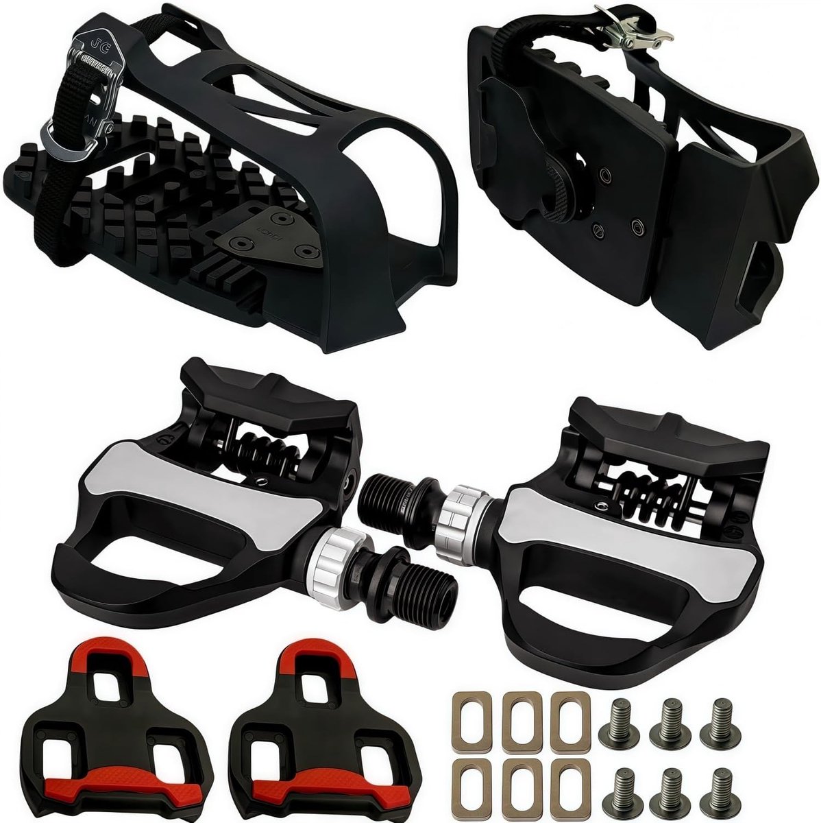Pedalen - Look Delta compatibel met Klickies & teenkooien, incl. dubbele lagers voor Peloton, Schwinn, Sunny hometrainer - 9/16 inch schroefdraad