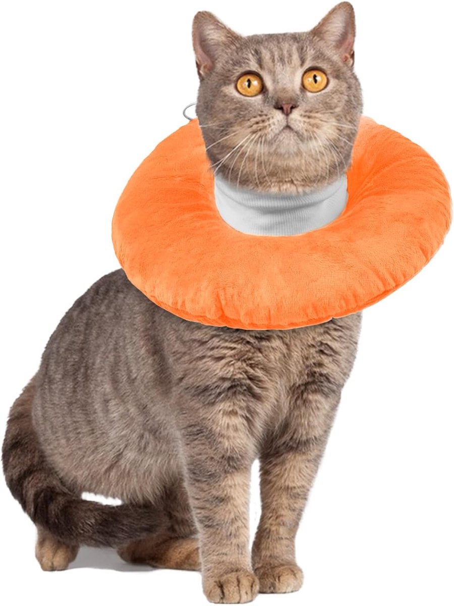 kat, likbescherming kattenkraag zachte kraag voor katten na operatie trechter verstelbare halskraag trechter kat likbescherming (oranje, M)