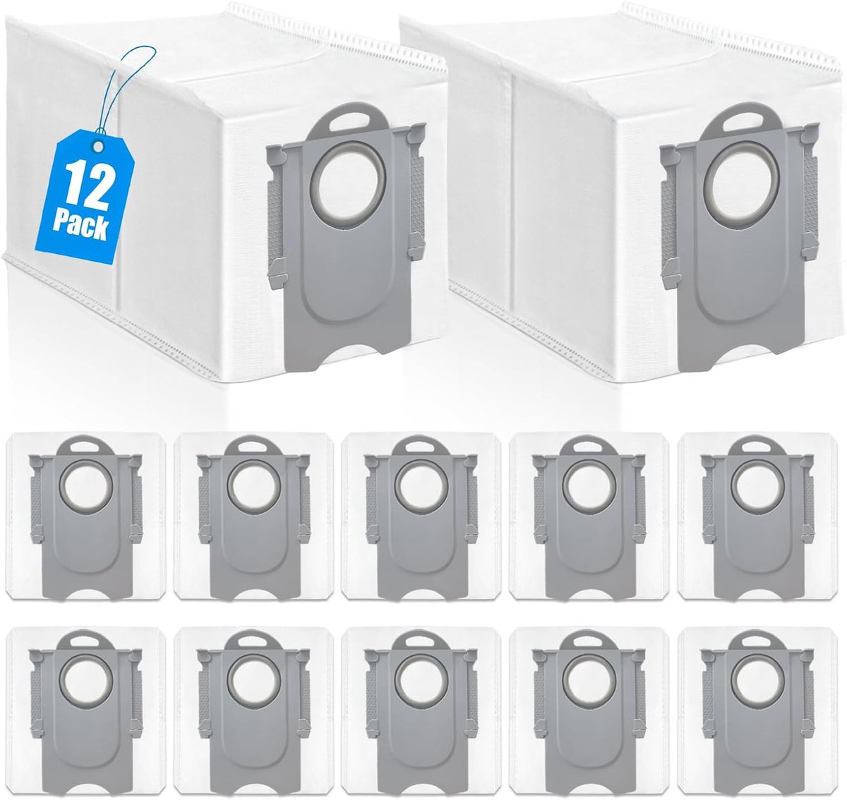 12 stuks stofzakken voor Roborock QV 35A/Qrevo S5V/QV35S/Q Revo/Saros 10R/Saros10/Q Revo S/Qrevo Pro/Qrevo Curv/Qrevo Master/Qrevo Slim/S8 MaxV Ultra stofzuigers, grote capaciteit vervangende