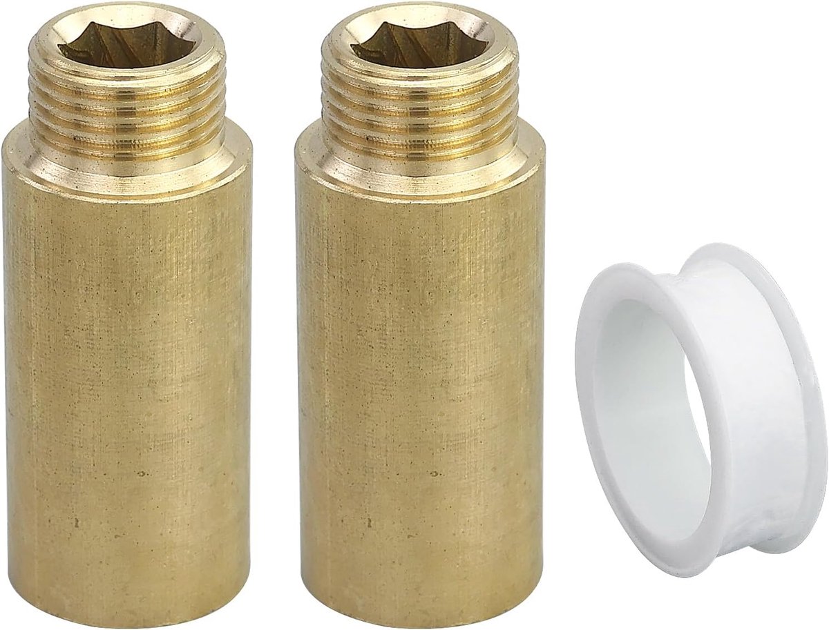 kraanverlenging, DN15 schroefdraadverlenging, 50 mm messing verlengfitting, aansluitverlenging voor drinkwater en verwarming