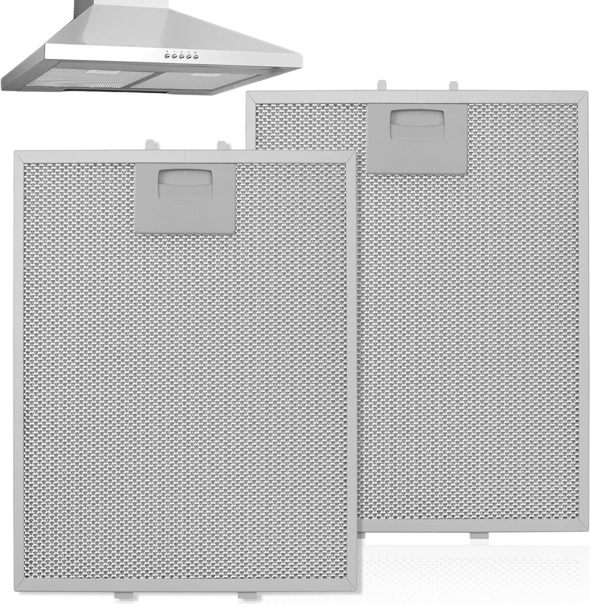 herbruikbaar en gemakkelijk te reinigen, vetfilter, 5-laags metalen net, stabiel aluminium frame, afzuigfilter, compatibel met de meeste afzuigkappen, 2 stuks