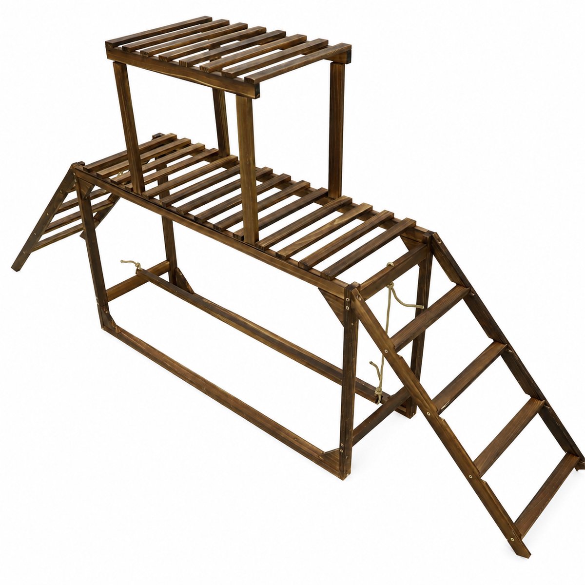 Sello! speelrek voor kippen – klimrek – schommel – ladder – kippenren – dierenverblijf – massief grenenhout - L200 × B30 × H89 cm