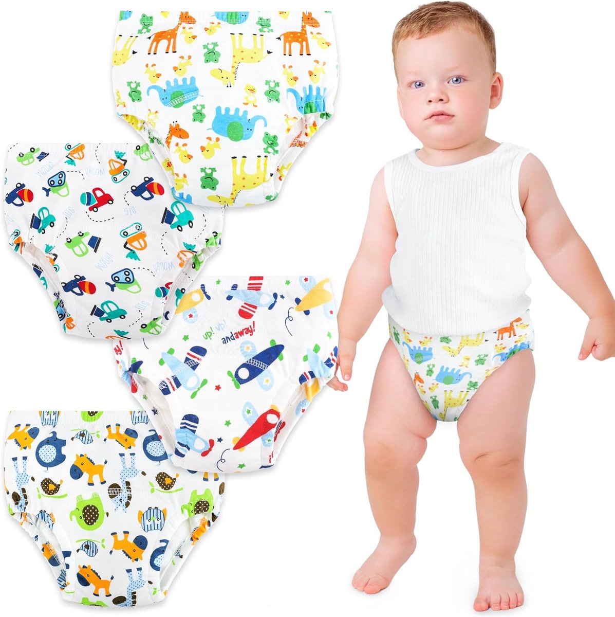 trainingsbroek voor jongens, 2-6 jaar, 4 stuks, kinderondergoed, potjestraining voor jongens, wasbaar en herbruikbaar (blauw, 4 jaar)