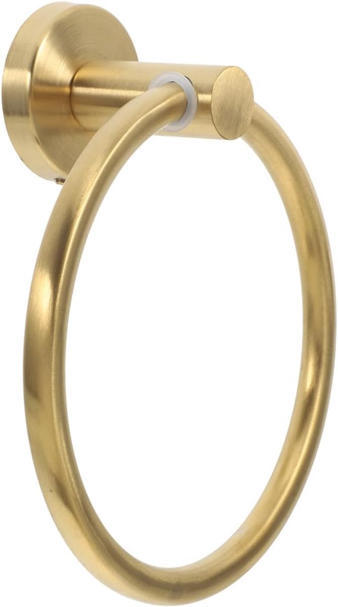 Roestvrijstalen handdoekring, goud, rond, wandmontage, handdoekhouder met schroeven, eenvoudige installatie, sneldrogend, ruimtebesparend, voor badkamer en keuken