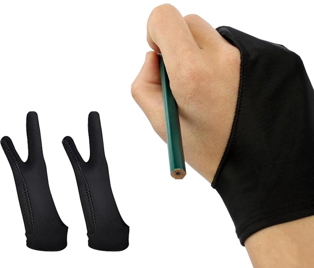 Handschoenen, antifouling-handschoen voor grafisch tablet, tekenkunstenaar handschoen voor grafisch tablet, kunstenaarshandschoen geschikt voor rechts en links, twee-vinger-handschoen