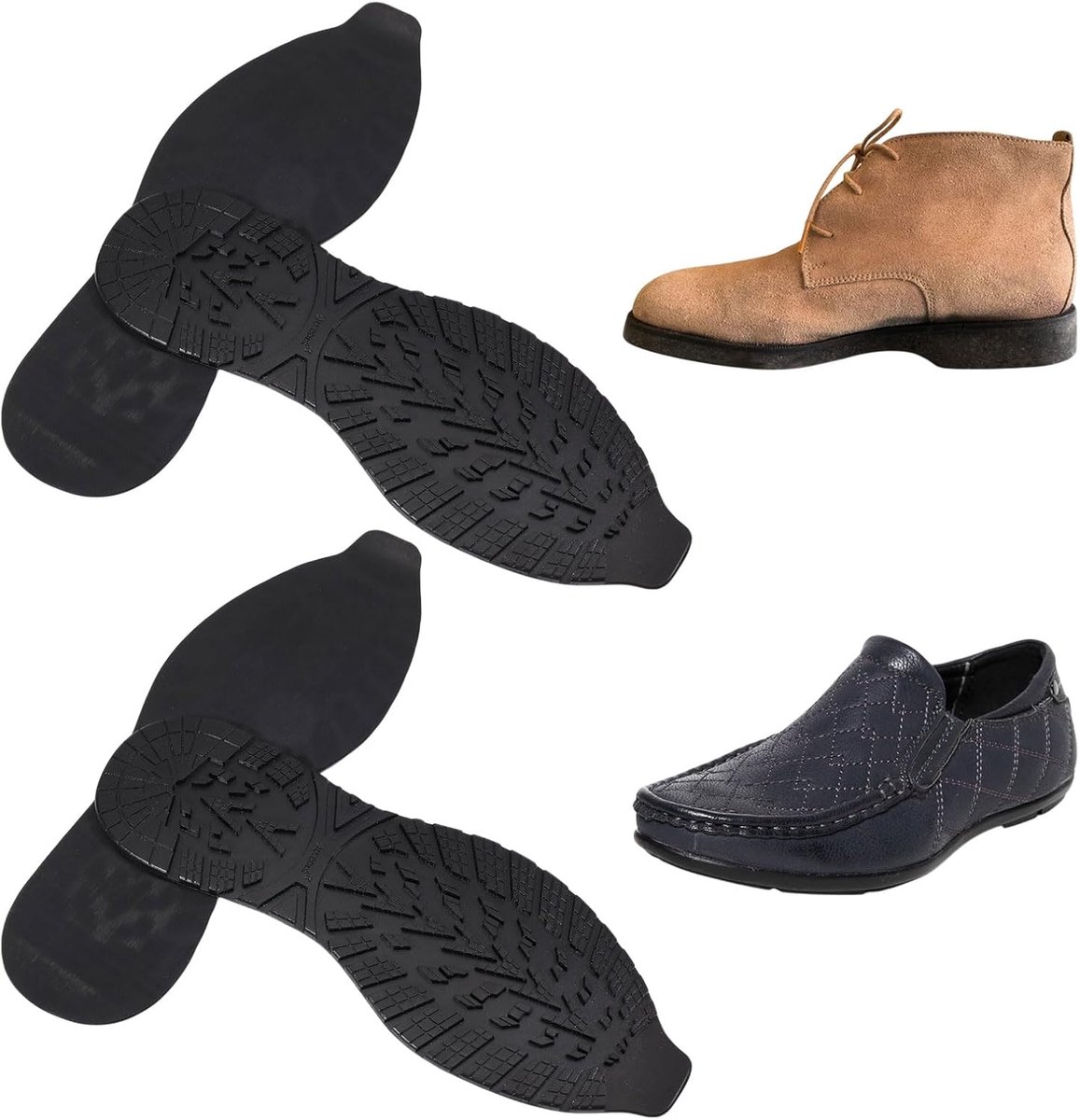 2 paar rubberen zolen, vervangende schoenen voor doe-het-zelf schoenen, massief rubberen zool, buiten, zwart, slijtvaste zool, schoenen voor werkschoenen en laarzen, 30 x 11 x 10 cm