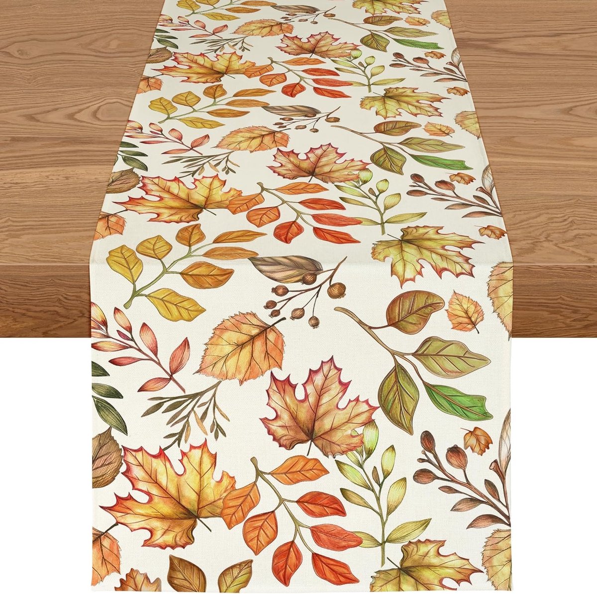 Tafelloper voor de herfst, 40 x 180 cm, wasbaar en modern, met blader- en pompoenmotief, herfstdecoratie, tafelkleed voor keuken, eettafel, binnen en buiten