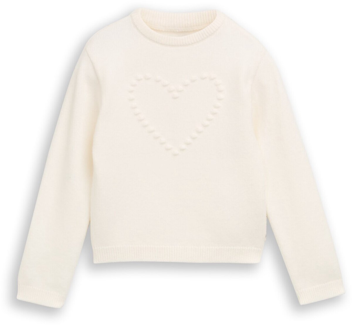 Tom Tailor - Gebreide trui met hartjesmotief - Maat 92/98 - Gardenia White