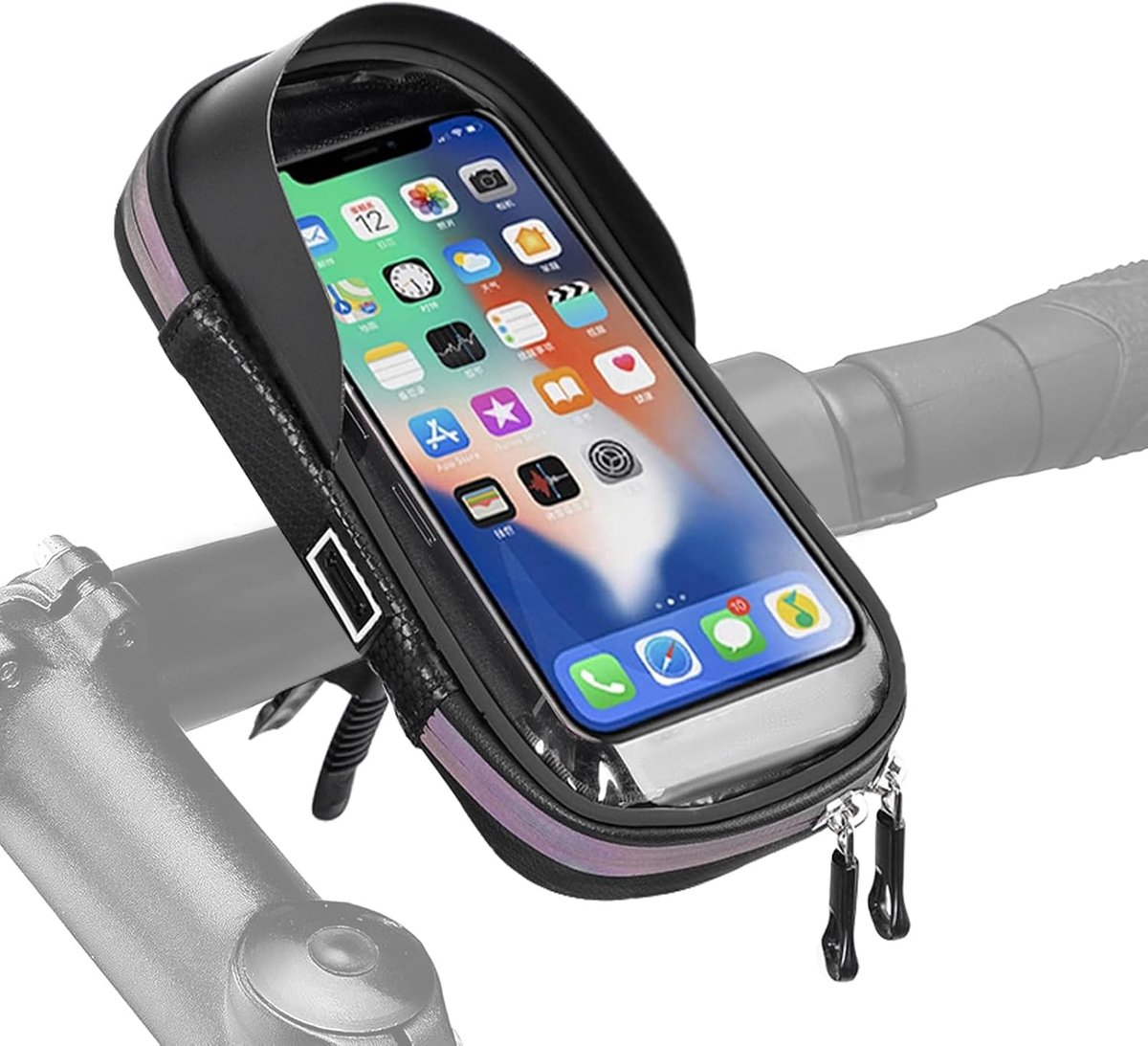 fietstelefoonhouder, 360° draaiend voor mobiele telefoons tot 7 inch, met regenhoes voor motorfiets
