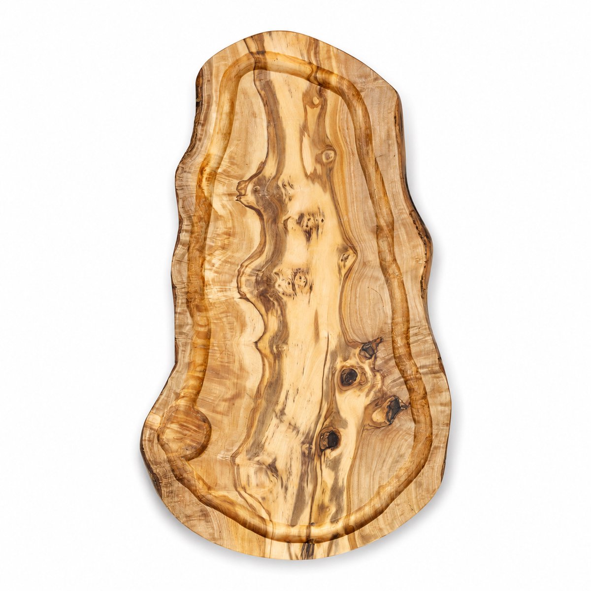 Ovale Borrelplank met Sapgeul – Geolied Olijfhout – Grote Snijplank en Serveerplank – ca. 45 x 20 cm