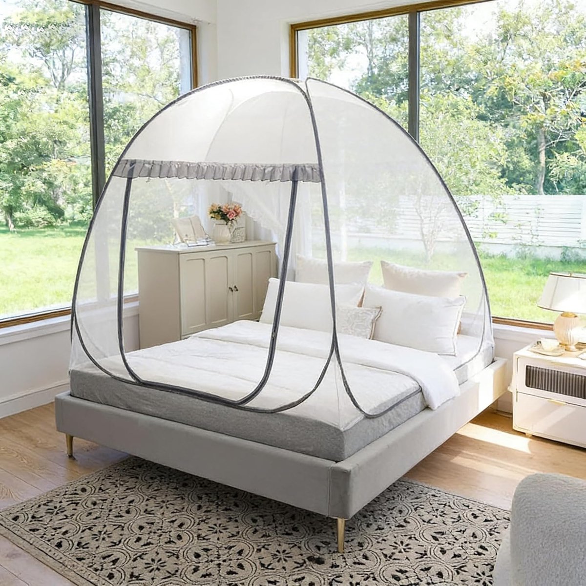 bed, 150 cm x 200 cm, opvouwbaar bed muggennet, mobiele insectenbescherming, muggentent, draagbaar reis-muggennet, opvouwbaar anti-muggennet voor slaapkamer, outdoor