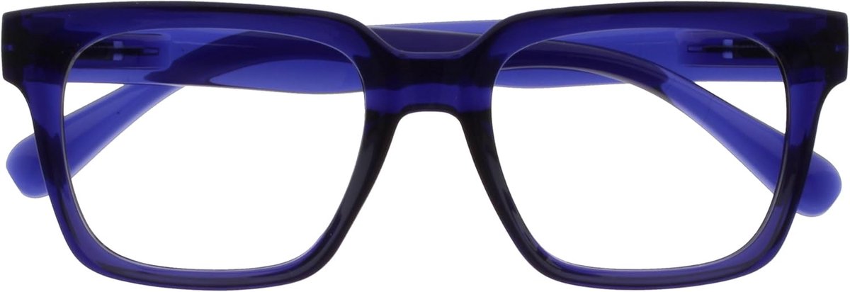 ERA Blauwlichtfilter Leesbril Dames/Heren - Ontspiegeld - UV400 - groot rechthoekig montuur - computerbril gaming - Indigo Blauw - +2.00
