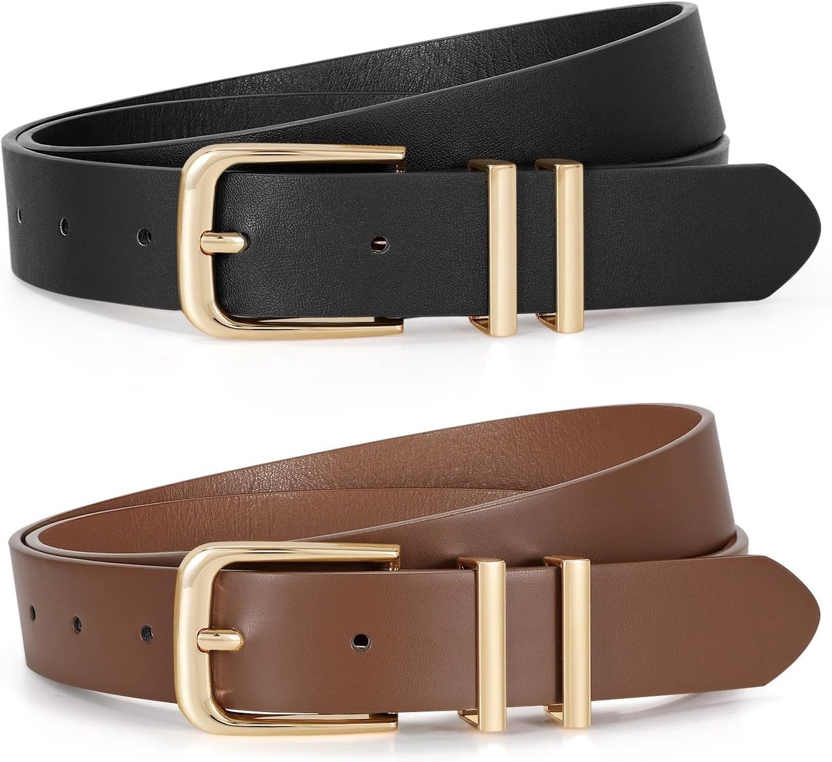 2 stuks leren damesriem voor jeans mode leren tailleriem met gouden gesp damesriem voor broeken jurken