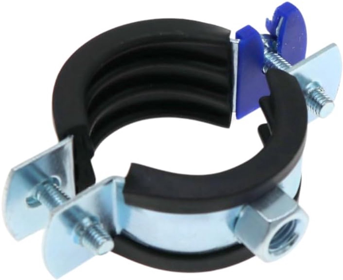 Buisklemmen, snelsluiting, diameter 31 - 35 mm (1 inch), met rubberen inzetstuk, gegalvaniseerd, geluidsgeïsoleerd, M8/M10, buishouder, verwarming, sanitair, 10 stuks