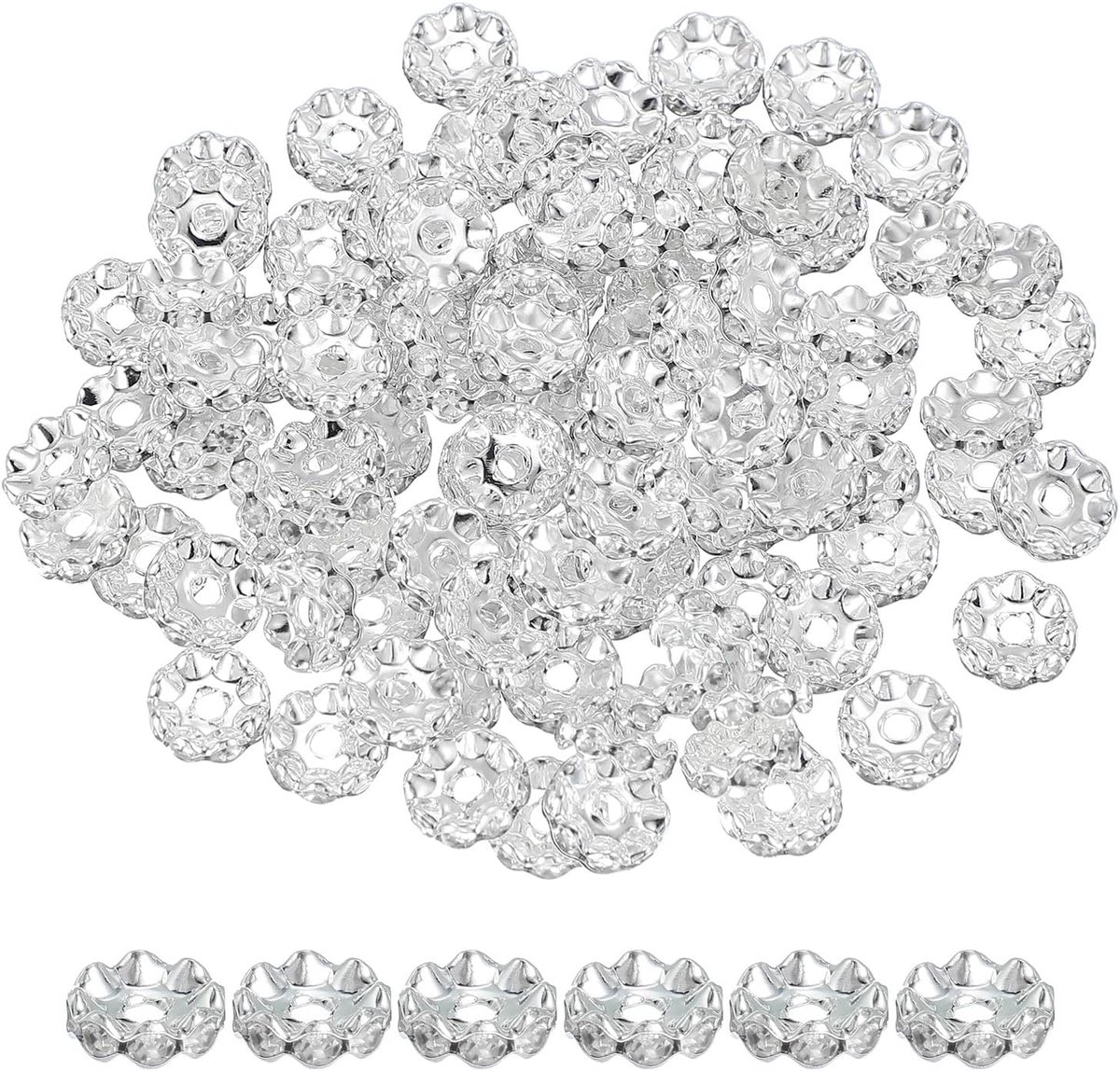 Kralen, 100 stuks strass kristallen glitterkralen, charme afstandskralen, knutselkralen voor het maken van pennen, armbanden, DIY knutselen, wit